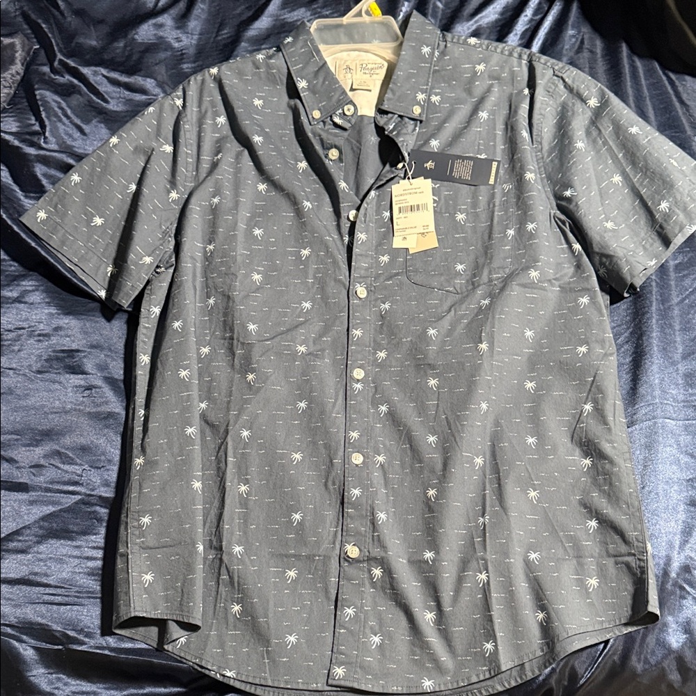 Original Penguin Blue Palm Print Men's Shirt